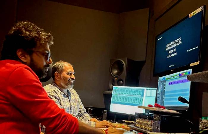 Megastar Chiranjeevi's Vishambhara director at dubbing studio